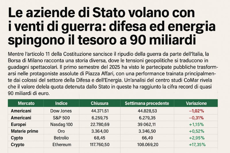 Report - Una Settimana sui Mercati - 17.07.2025
